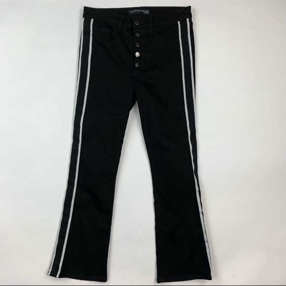 Veronica Beard Carolyn Jean Baby Boot Raven Tuxedo Stripe Jeans 27 - Picture 6 of 9